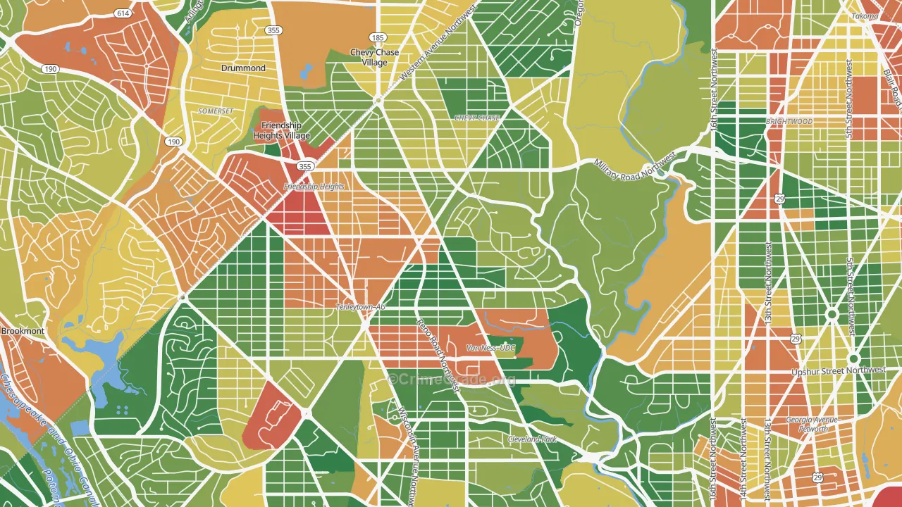 Chevy Chase, Washington, DC Map of Theft Rates