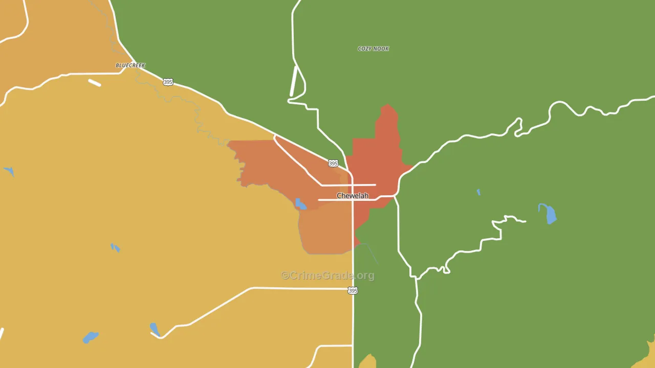 Chewelah, WA Map of Theft Rates