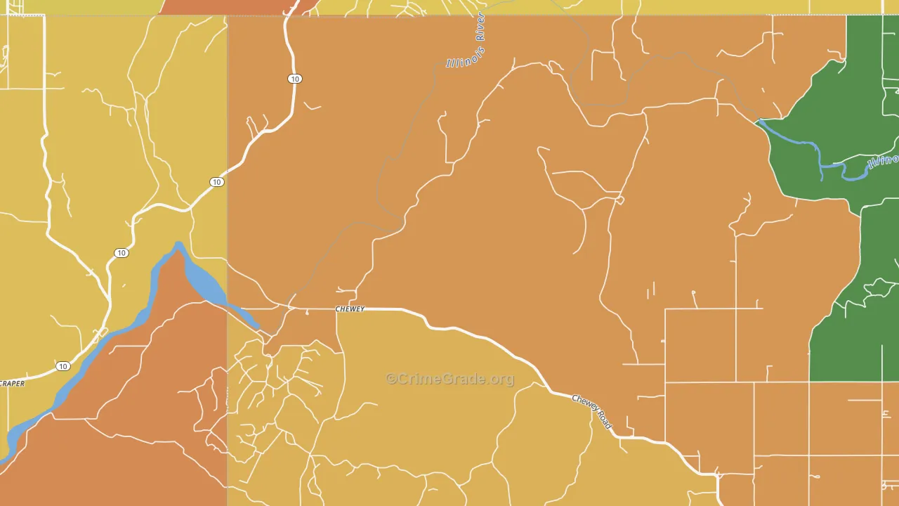 Chewey, OK Map of Theft Rates