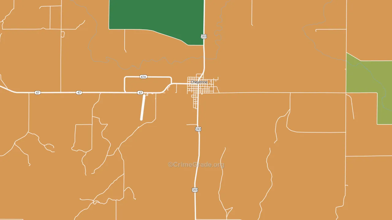 Cheyenne, OK Map of Theft Rates