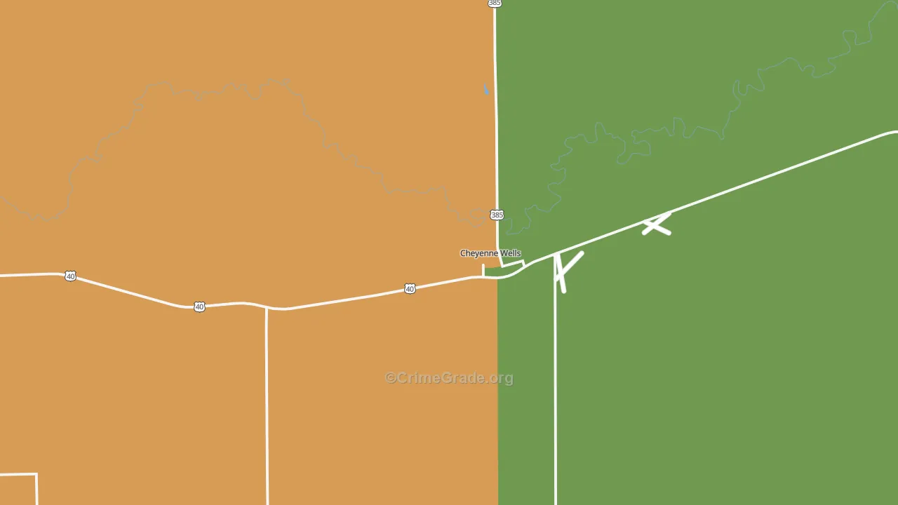 Cheyenne Wells, CO Map of Theft Rates