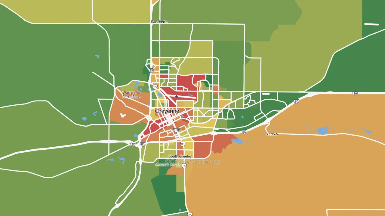 Cheyenne, WY Map of Theft Rates