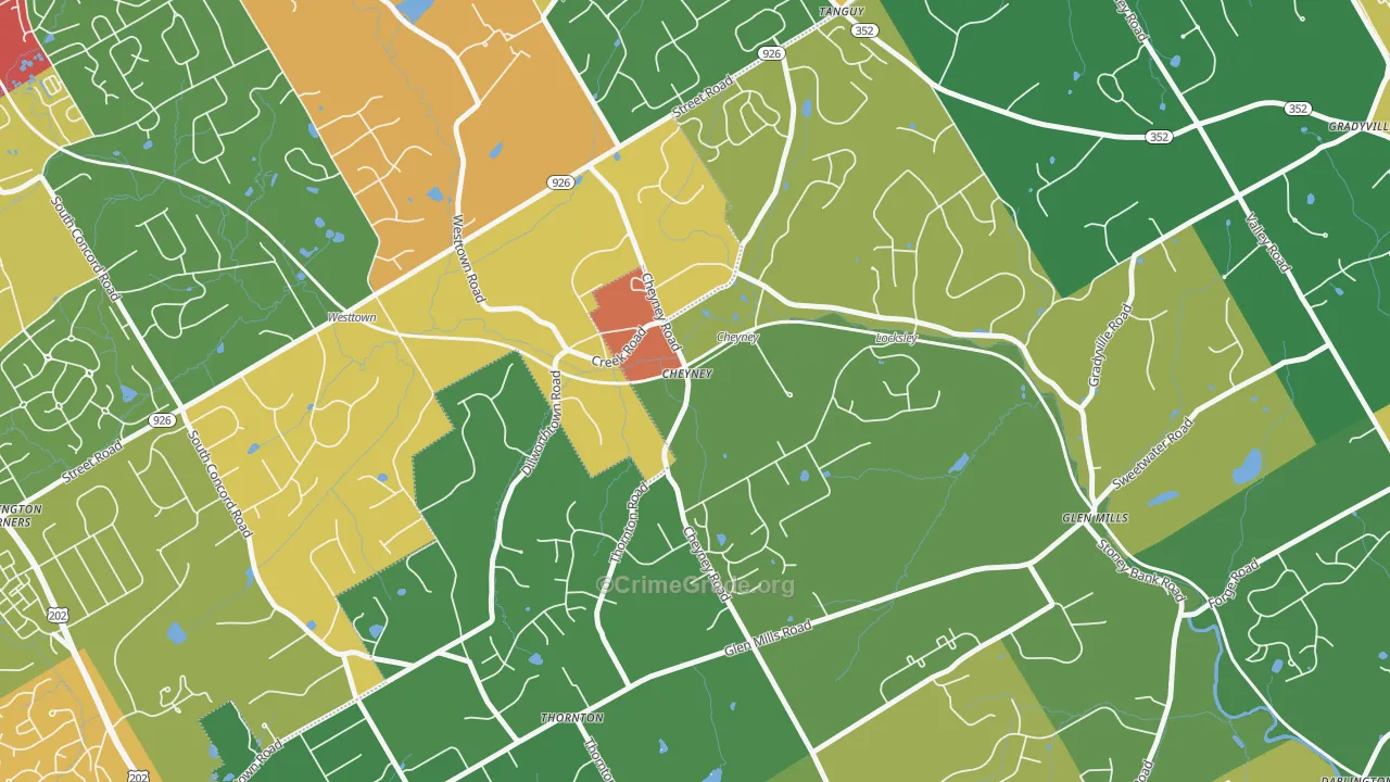 Cheyney, PA Map of Theft Rates