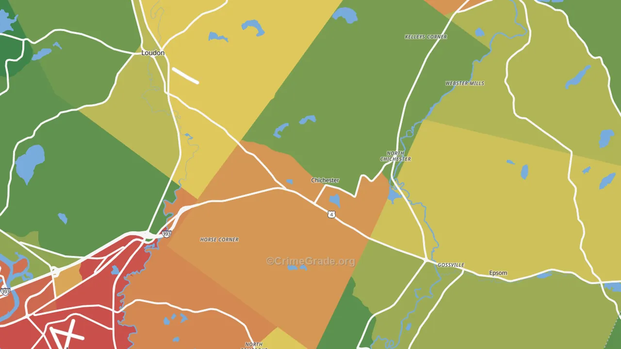 Chichester, NH Map of Theft Rates