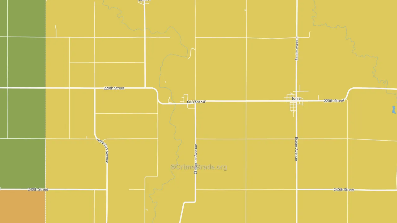 Chickasaw, IA Map of Theft Rates