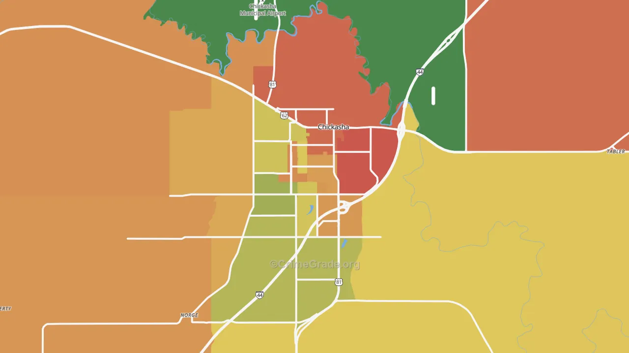 Chickasha, OK Map of Theft Rates
