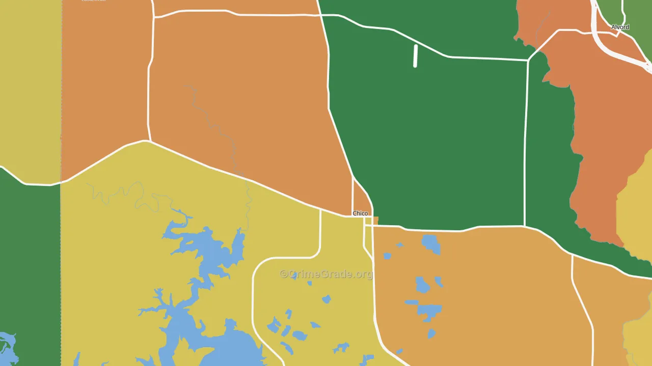 Chico, TX Map of Theft Rates