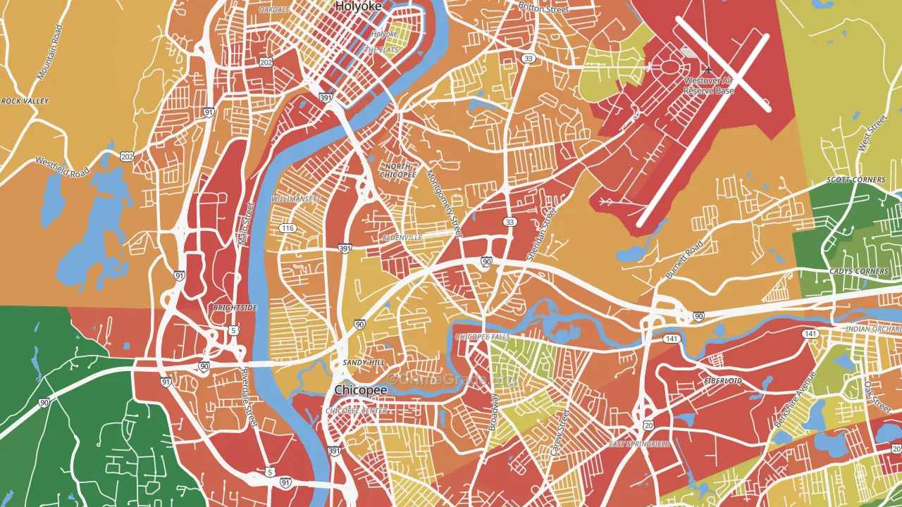 Chicopee, MA Map of Theft Rates