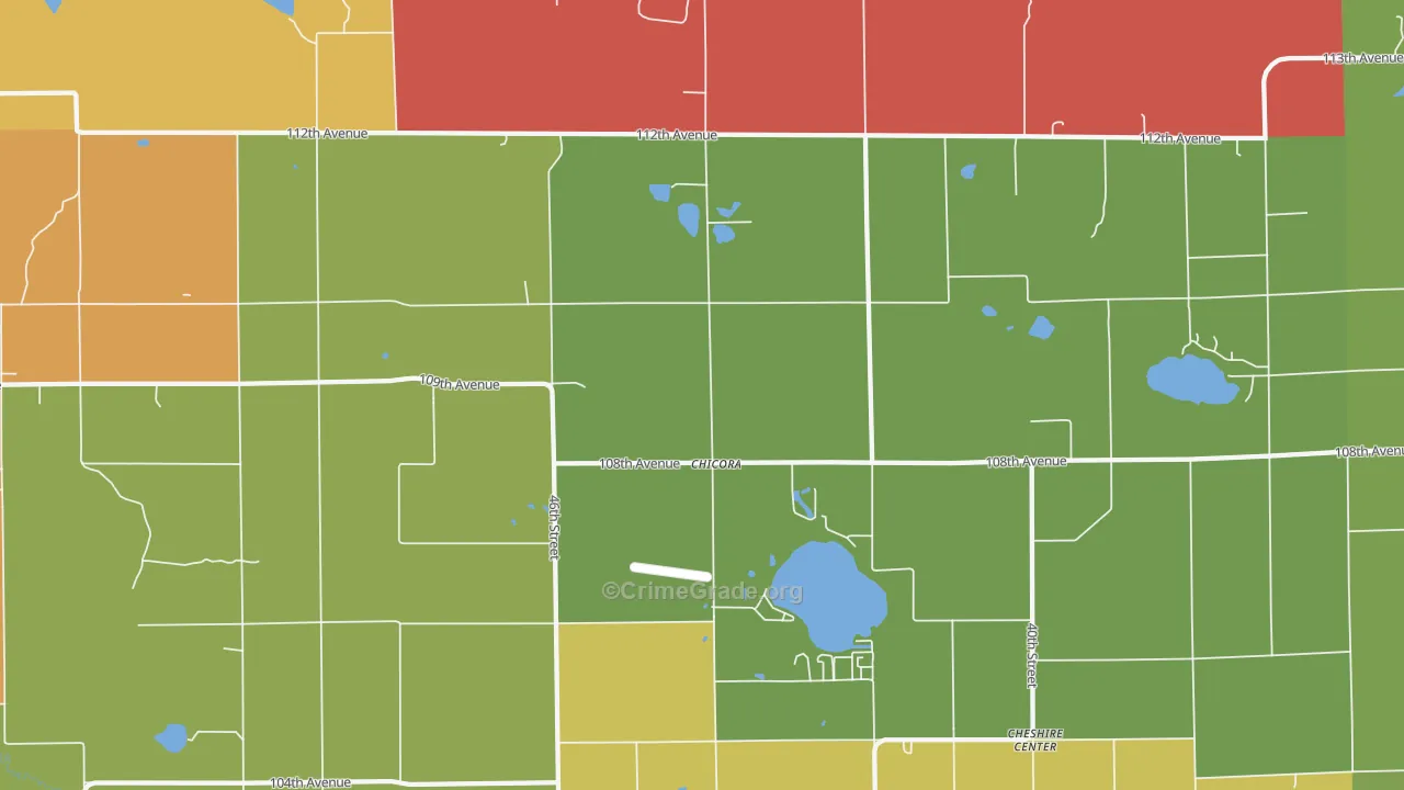 Chicora, MI Map of Theft Rates