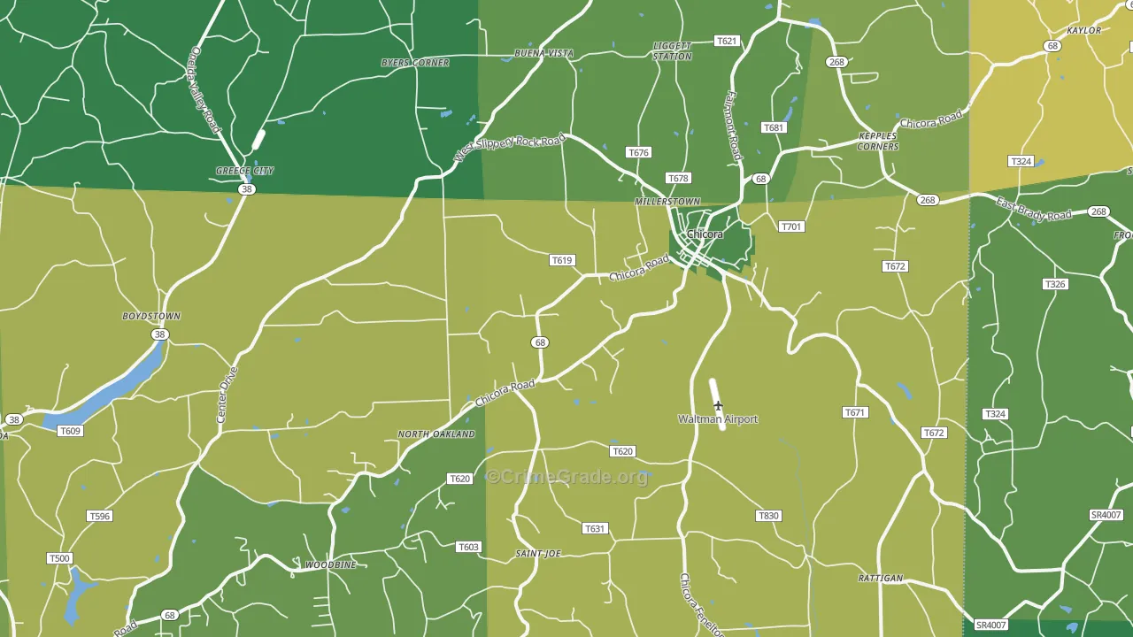 Chicora, PA Map of Theft Rates