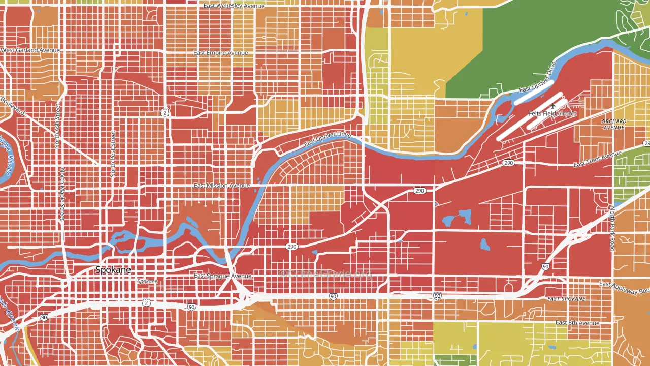 Chief Garry Park, Spokane, WA Map of Theft Rates
