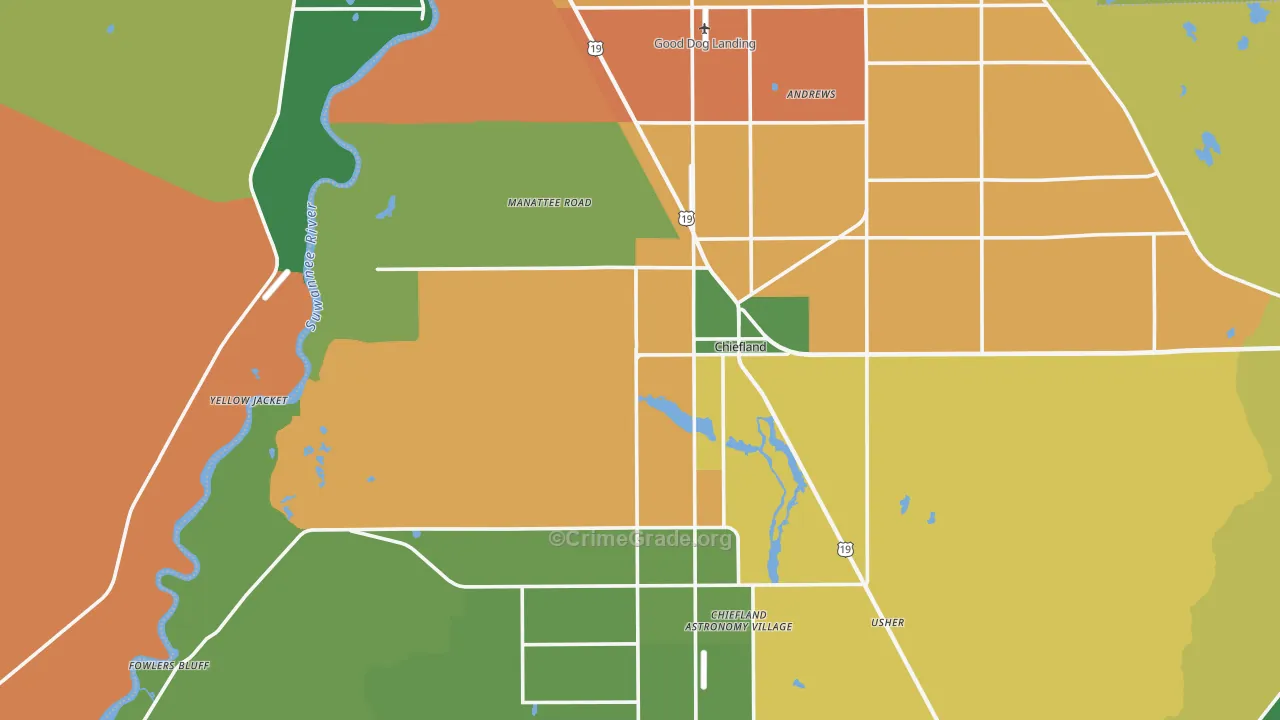 Chiefland, FL Map of Theft Rates