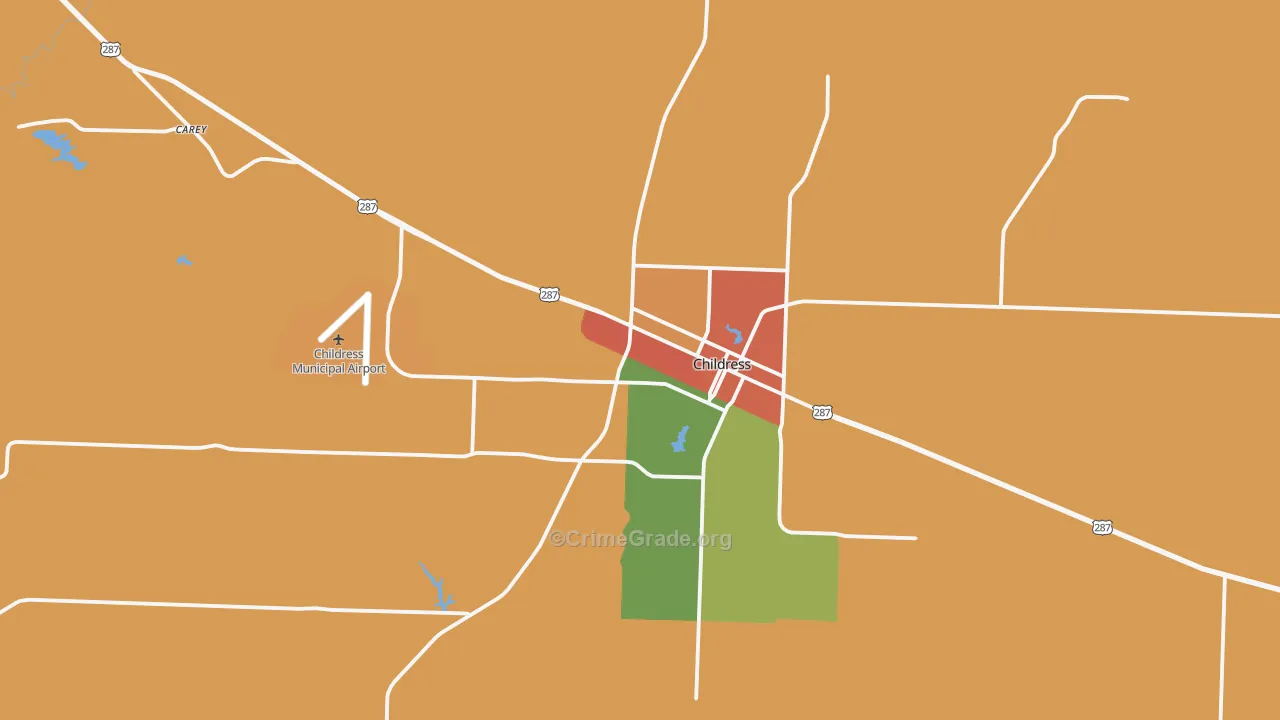 Childress County, TX Map of Theft Rates