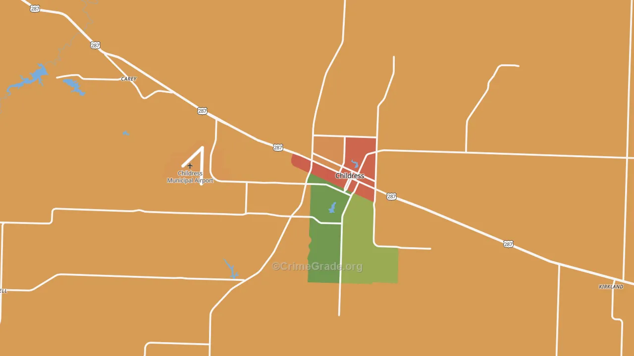 Childress, TX Map of Theft Rates