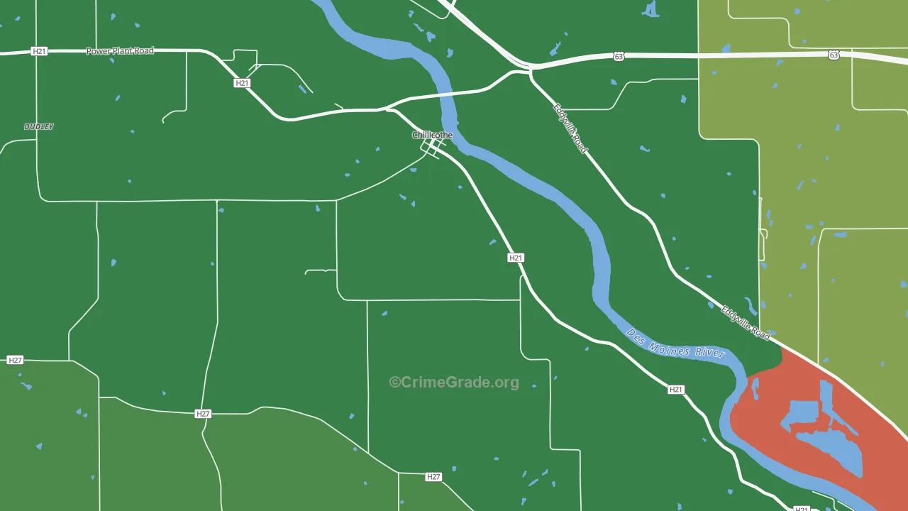 Chillicothe, IA Map of Theft Rates