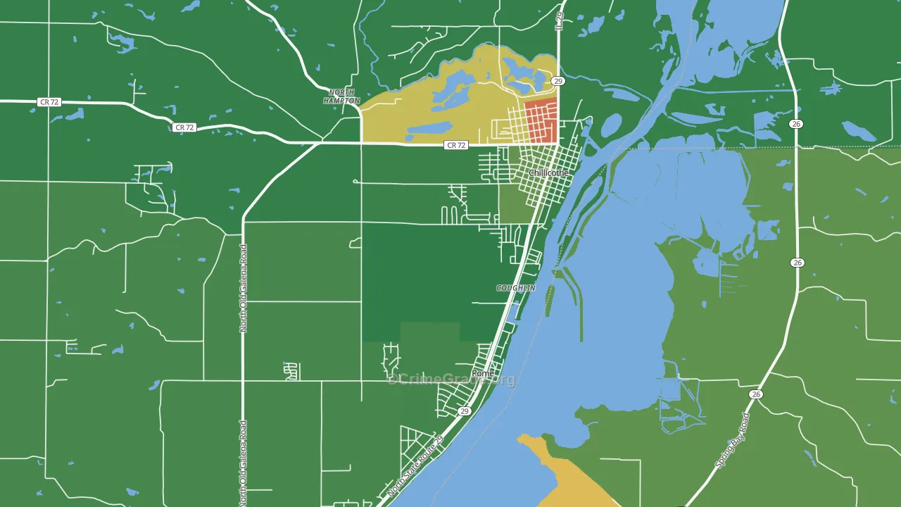 Chillicothe, IL Map of Theft Rates