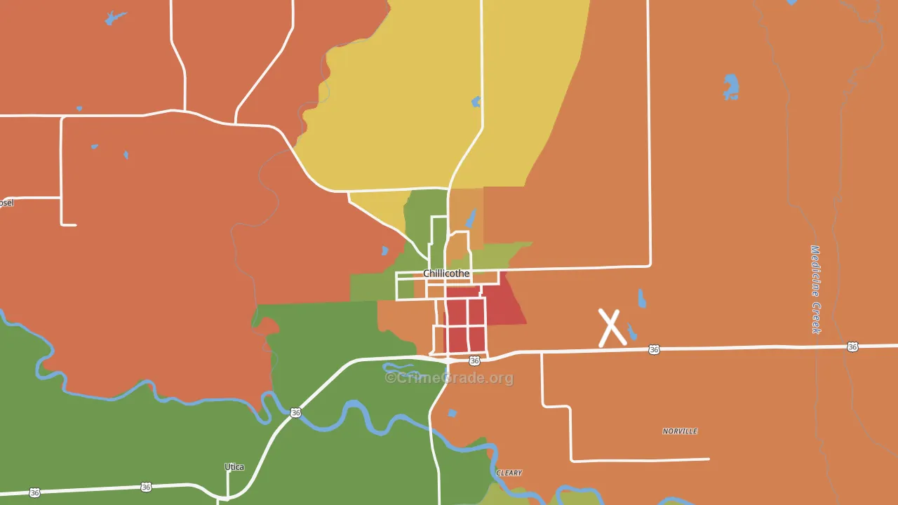 Chillicothe, MO Map of Theft Rates