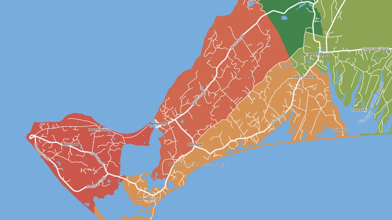Chilmark, MA Map of Theft Rates