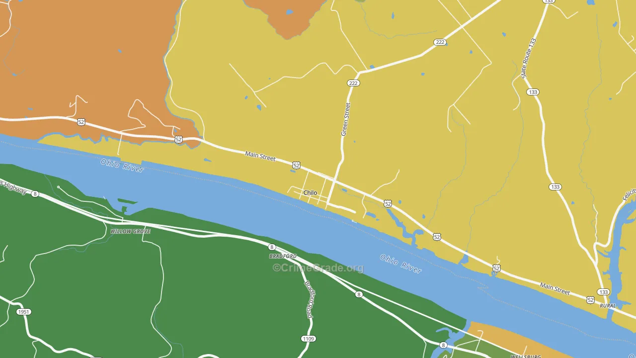 Chilo, OH Map of Theft Rates