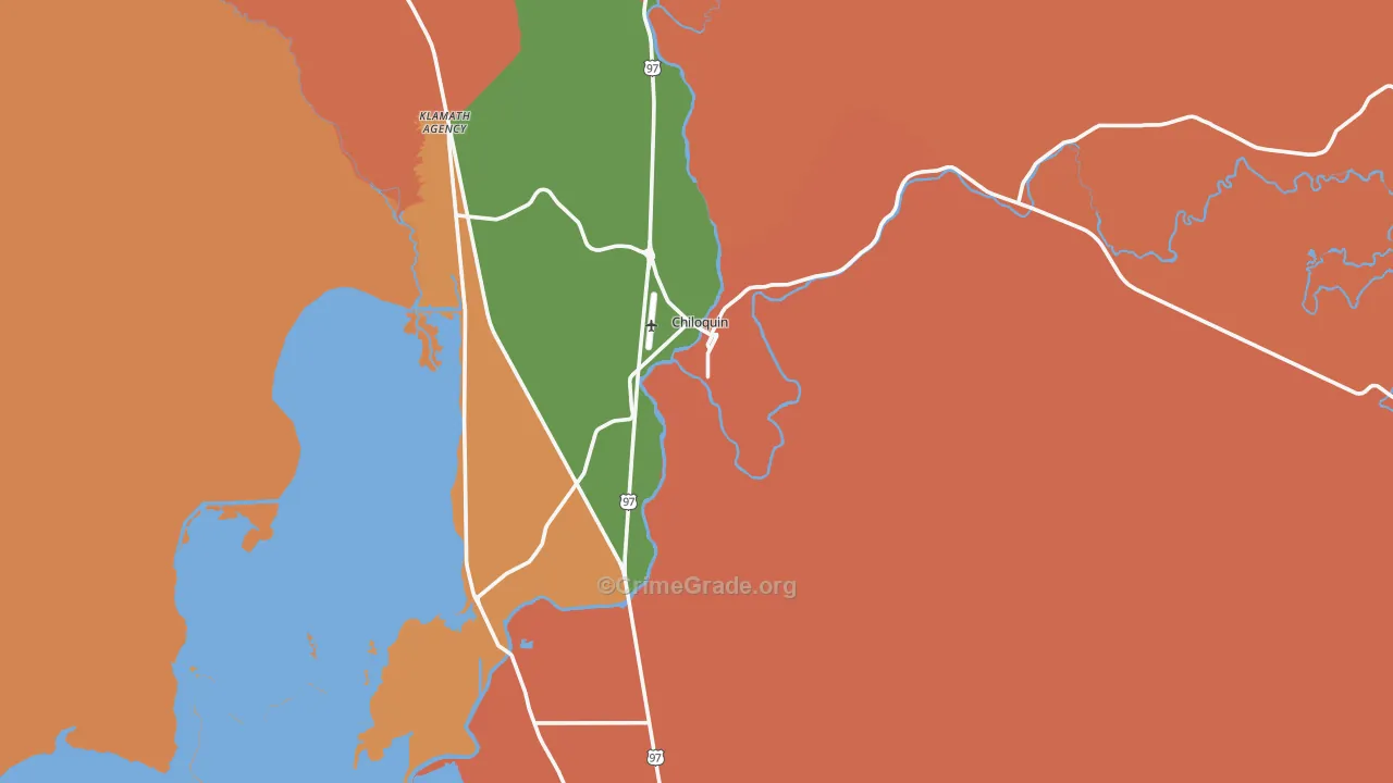 Chiloquin, OR Map of Theft Rates