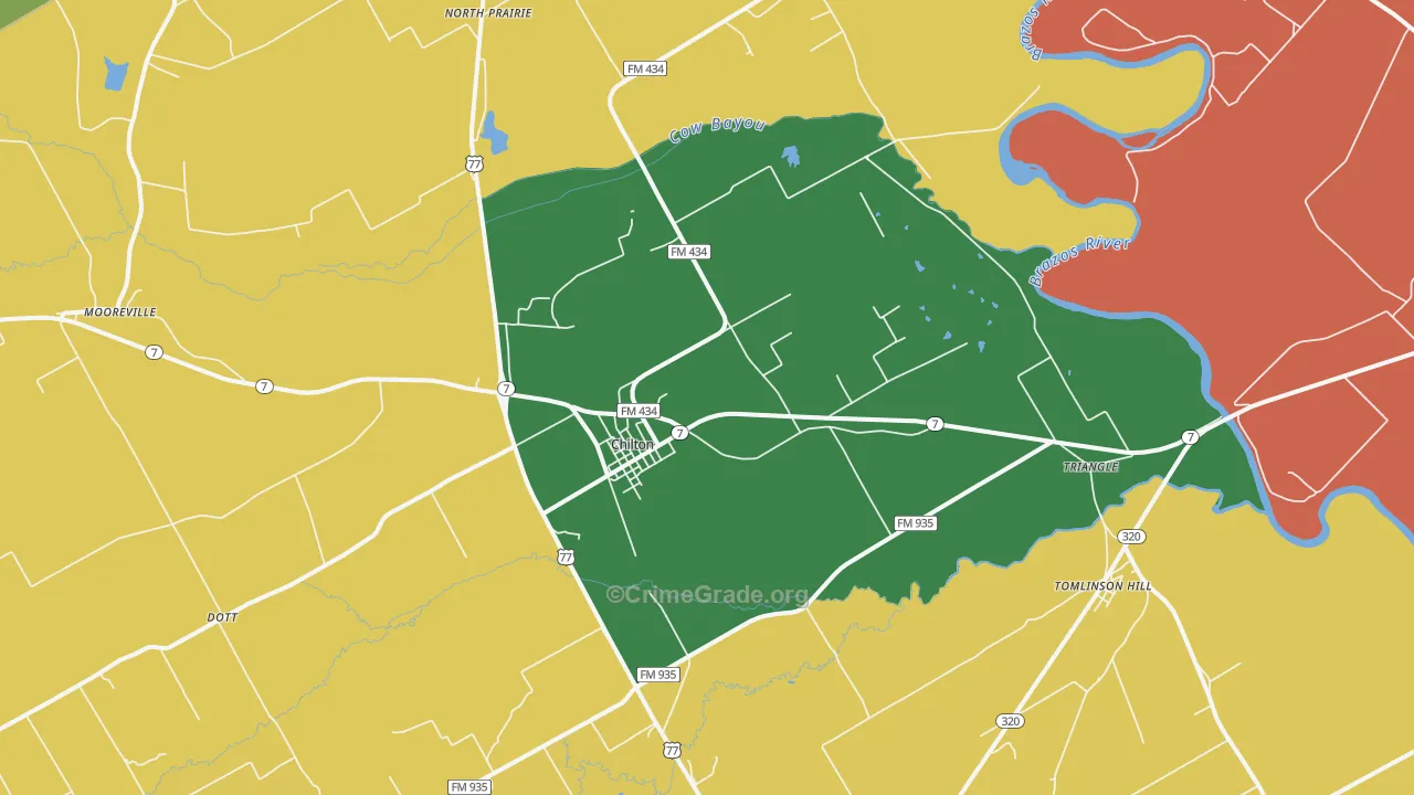 Chilton, TX Map of Theft Rates