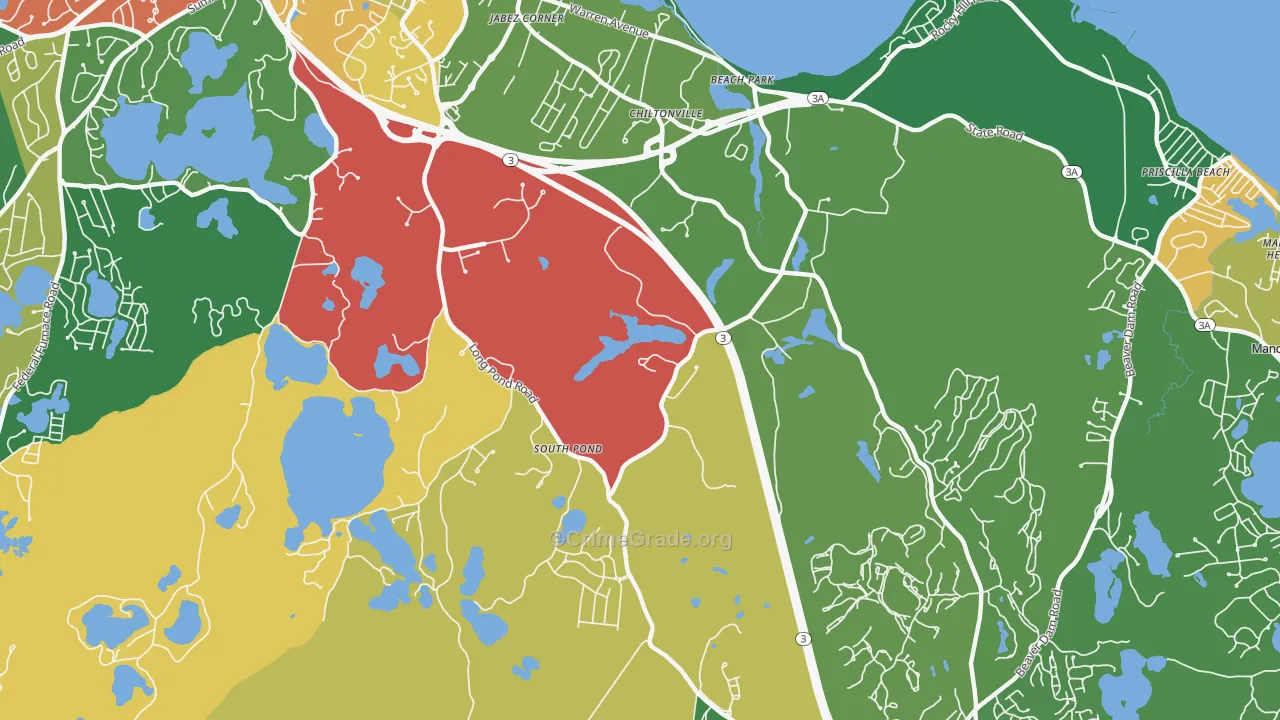 Chiltonville, MA Map of Theft Rates