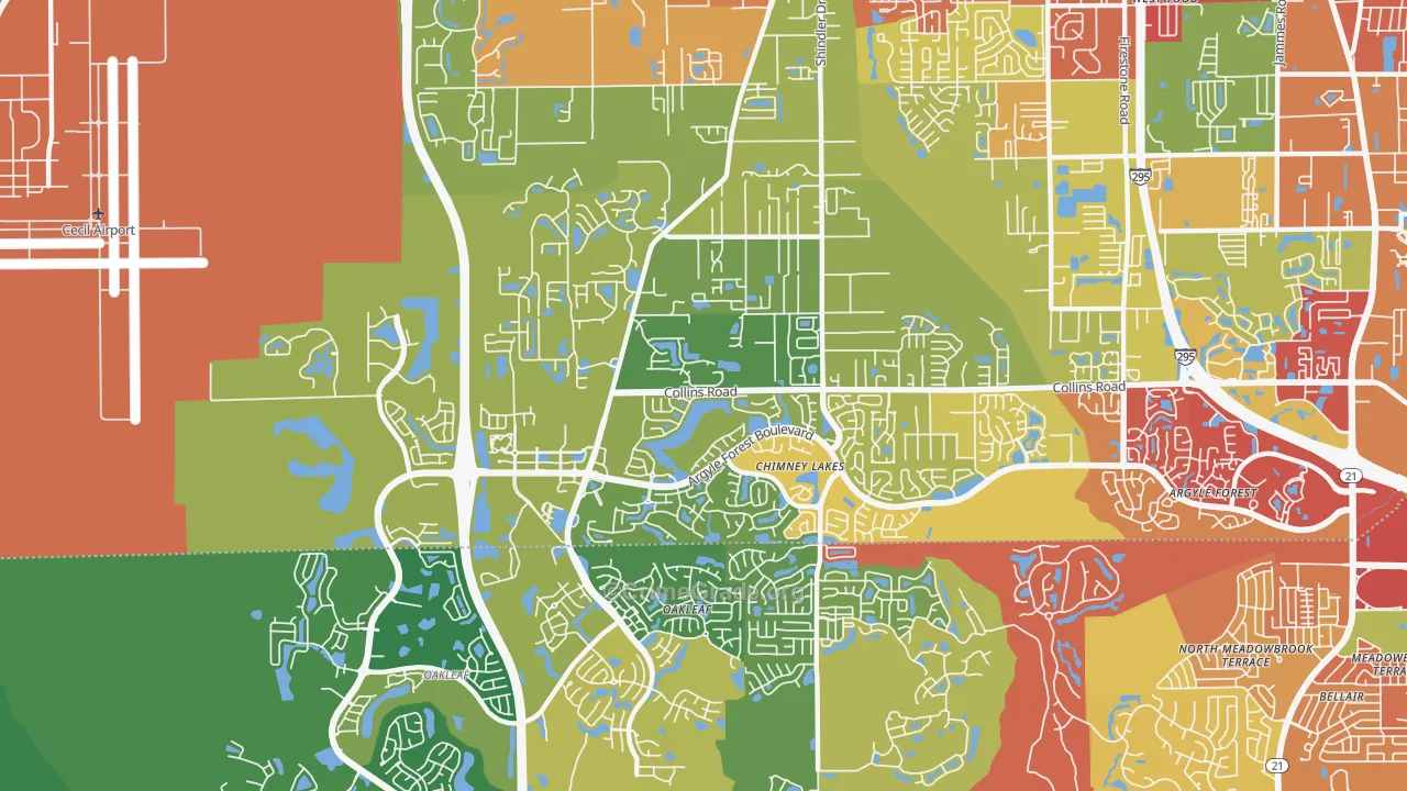 Chimney Lakes, Jacksonville, FL Map of Theft Rates