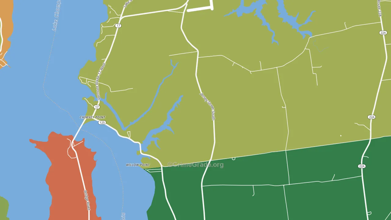 Chimney Point, VT Map of Theft Rates