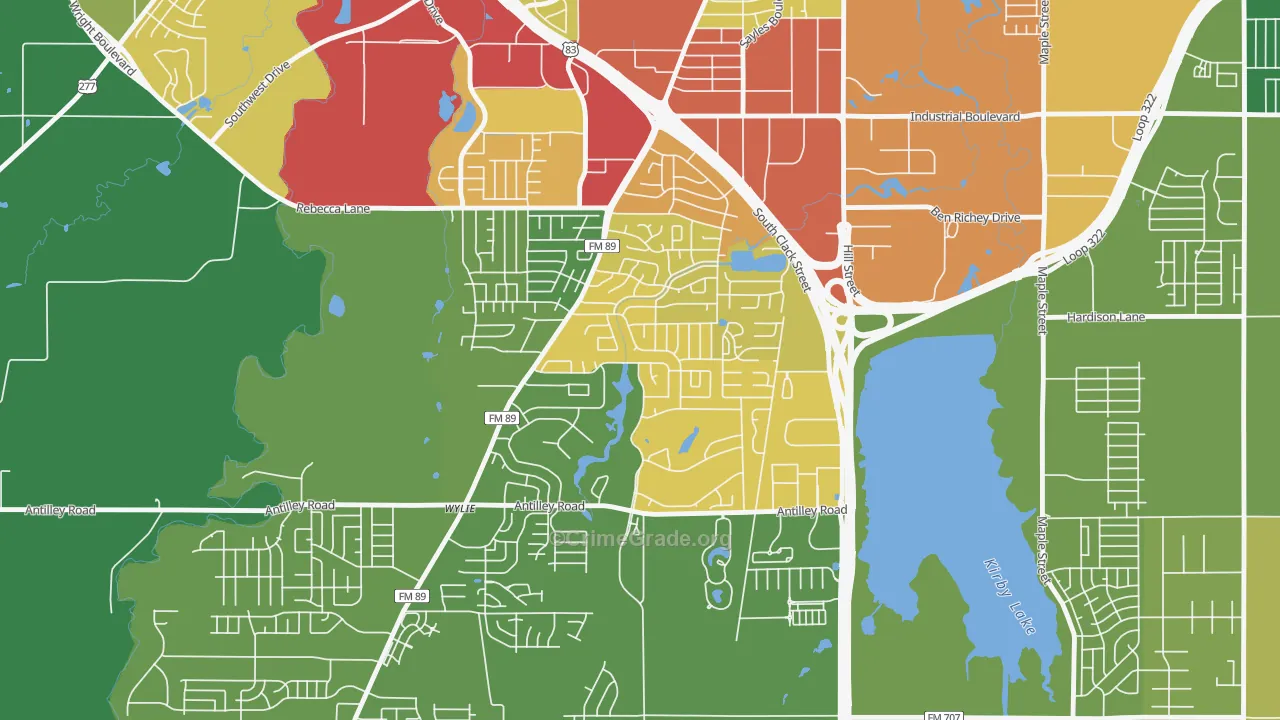 Chimney Rock Area, Abilene, TX Map of Theft Rates