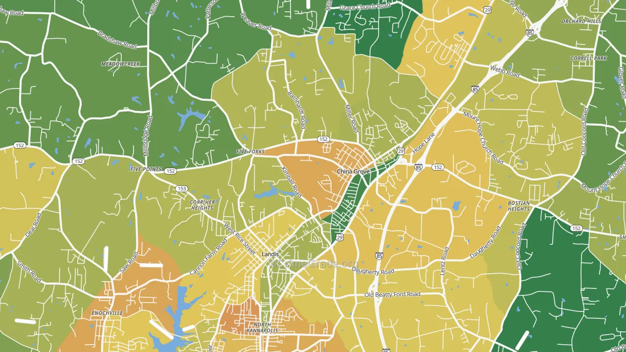 China Grove, NC Map of Theft Rates