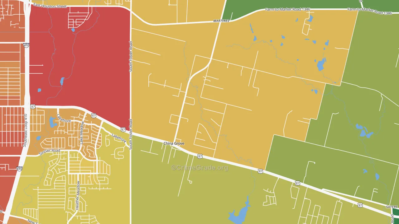 China Grove, TX Map of Theft Rates