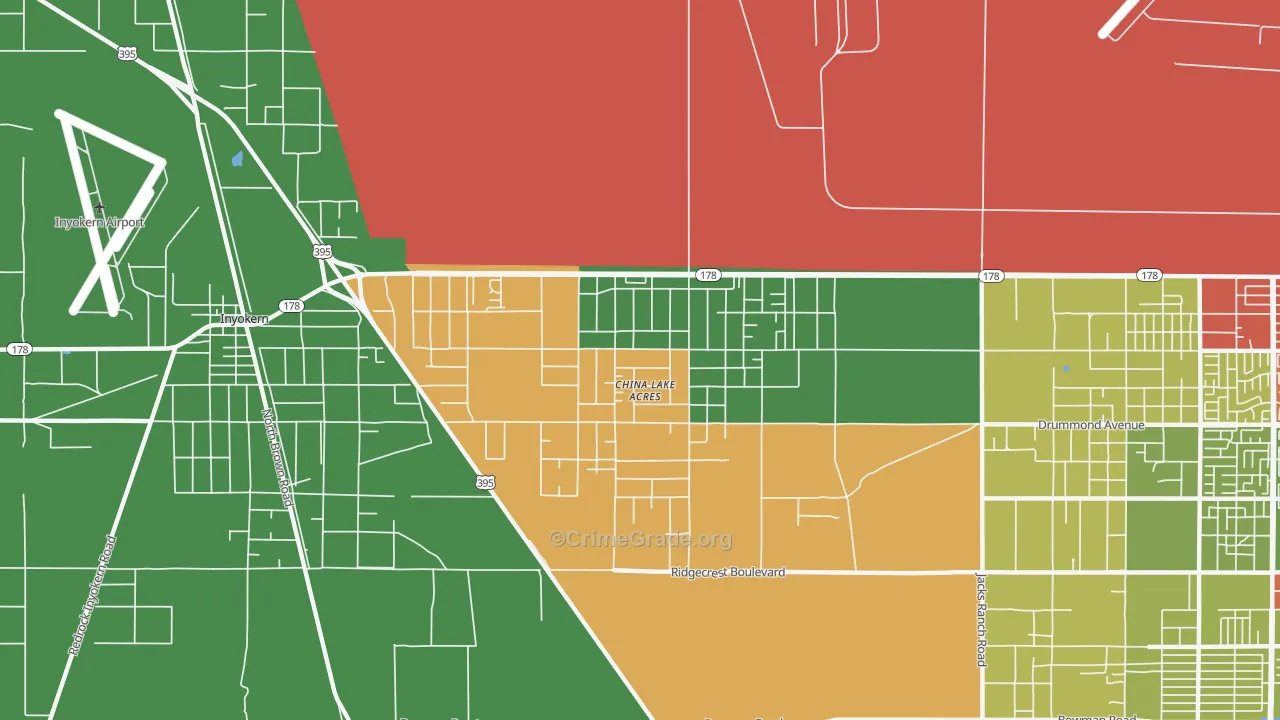China Lake Acres, CA Map of Theft Rates