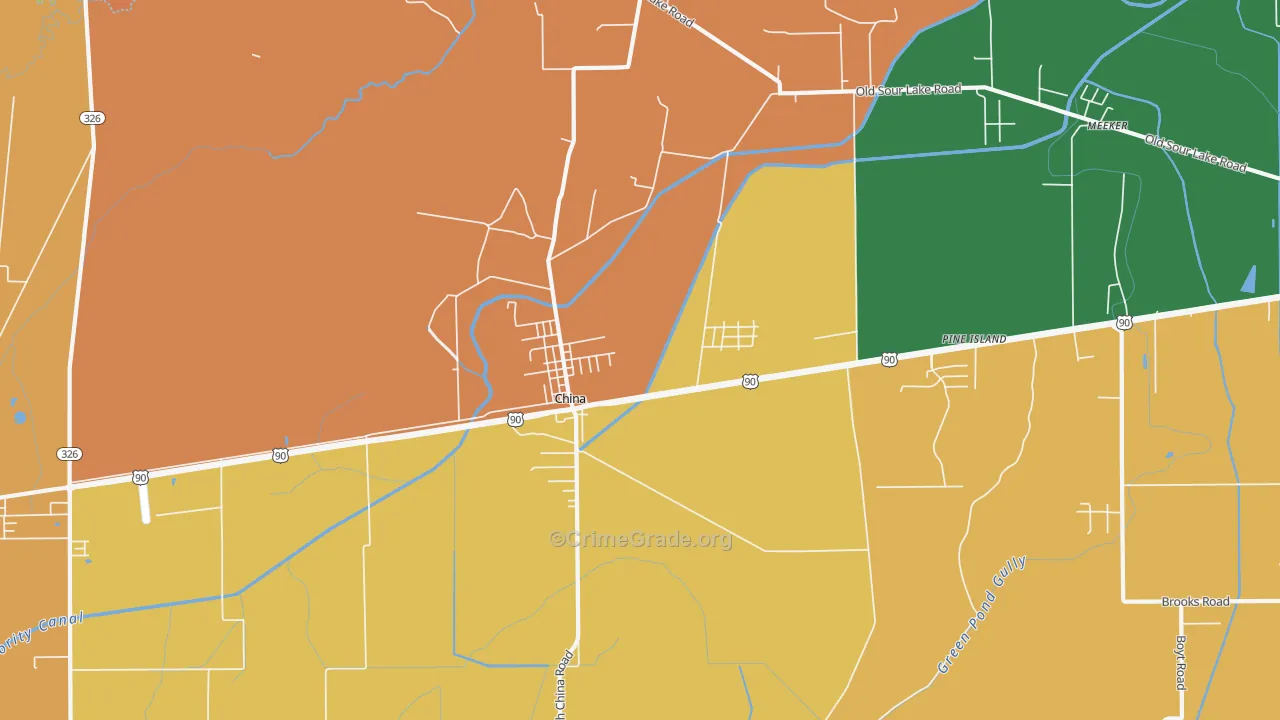 China, TX Map of Theft Rates