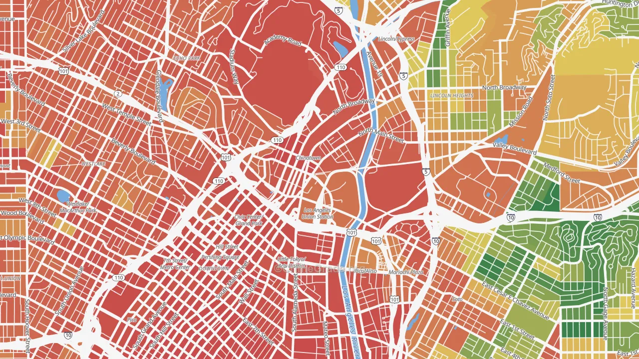 Chinatown, Los Angeles, CA Map of Theft Rates