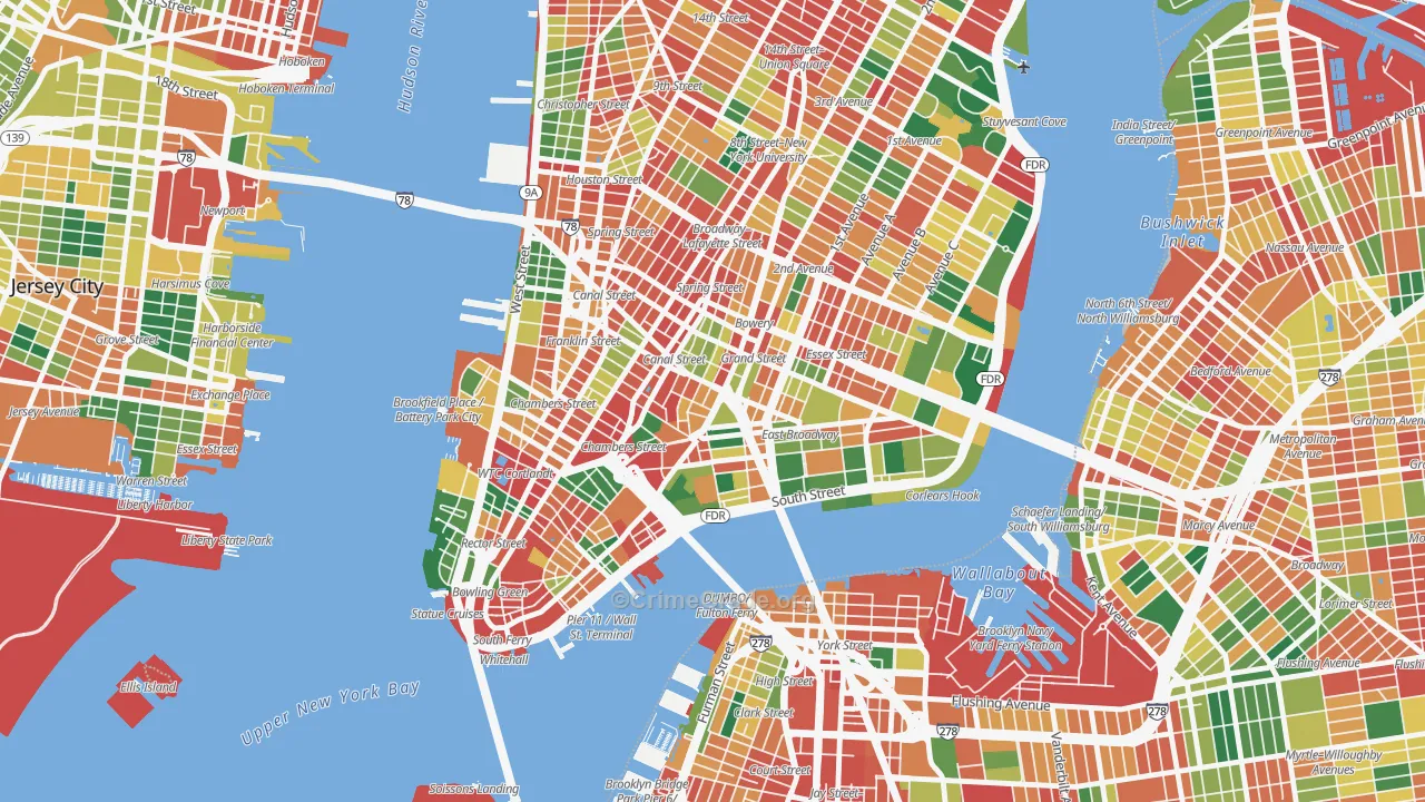 Chinatown, Manhattan, NY Map of Theft Rates
