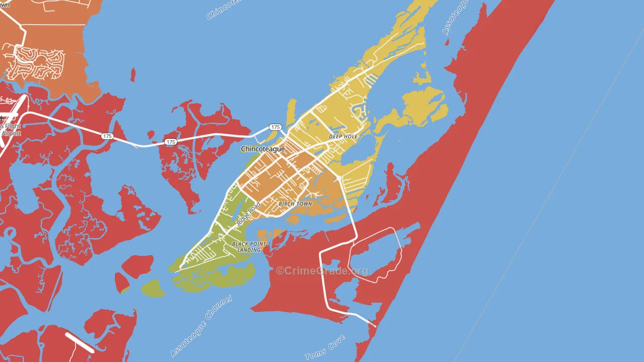 Chincoteague Island, VA Map of Theft Rates
