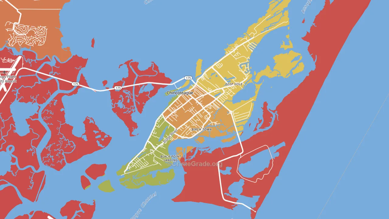 Chincoteague, VA Map of Theft Rates