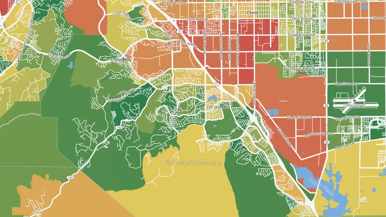 Chino Hills, CA Map of Theft Rates