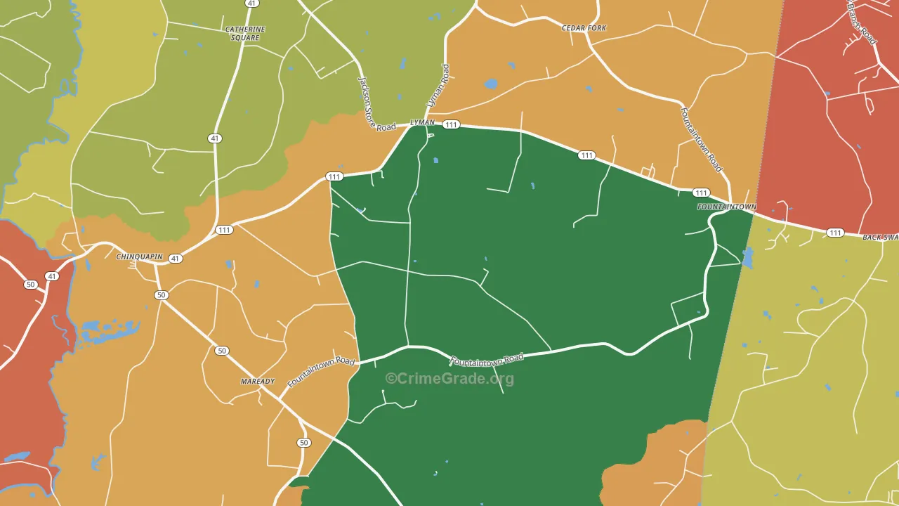 Chinquapin, NC Map of Theft Rates