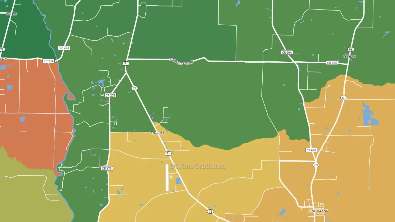 Chipola, FL Map of Theft Rates