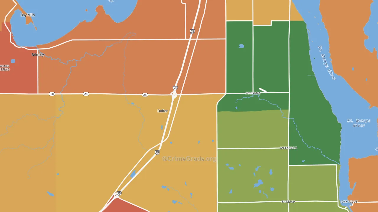Chippewa County, MI Map of Theft Rates