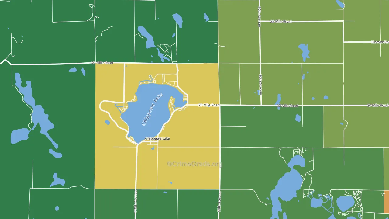 Chippewa Lake, MI Map of Theft Rates