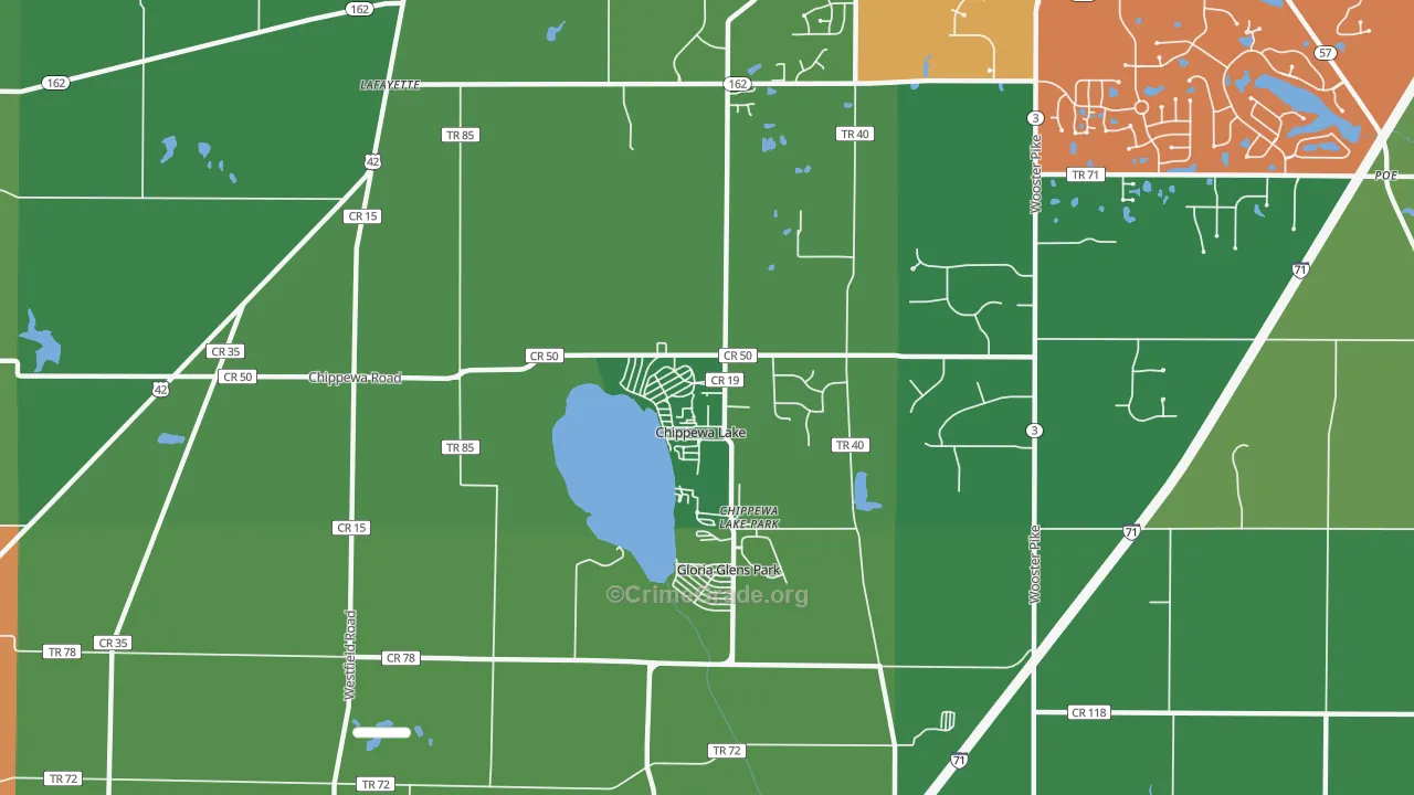 Chippewa Lake, OH Map of Theft Rates