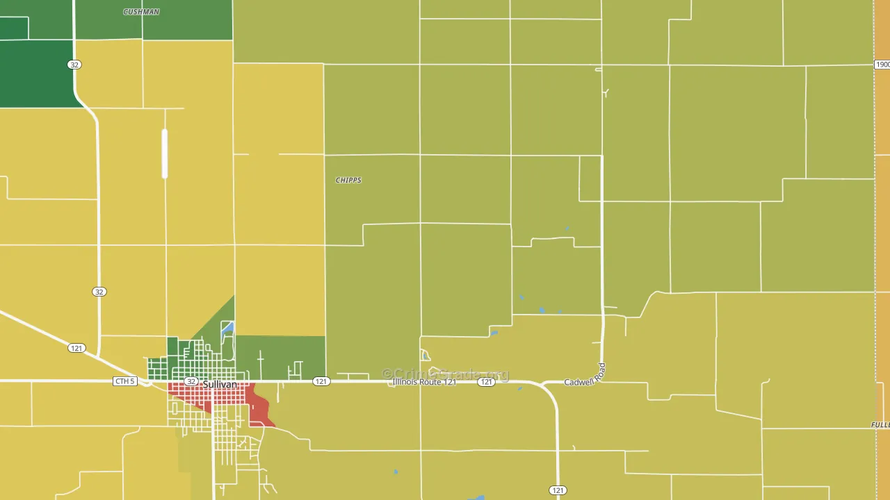 Chipps, IL Map of Theft Rates