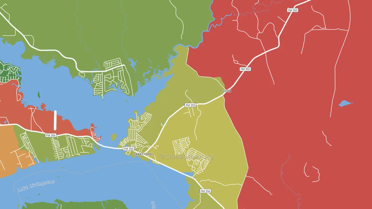 Chita, TX Map of Theft Rates