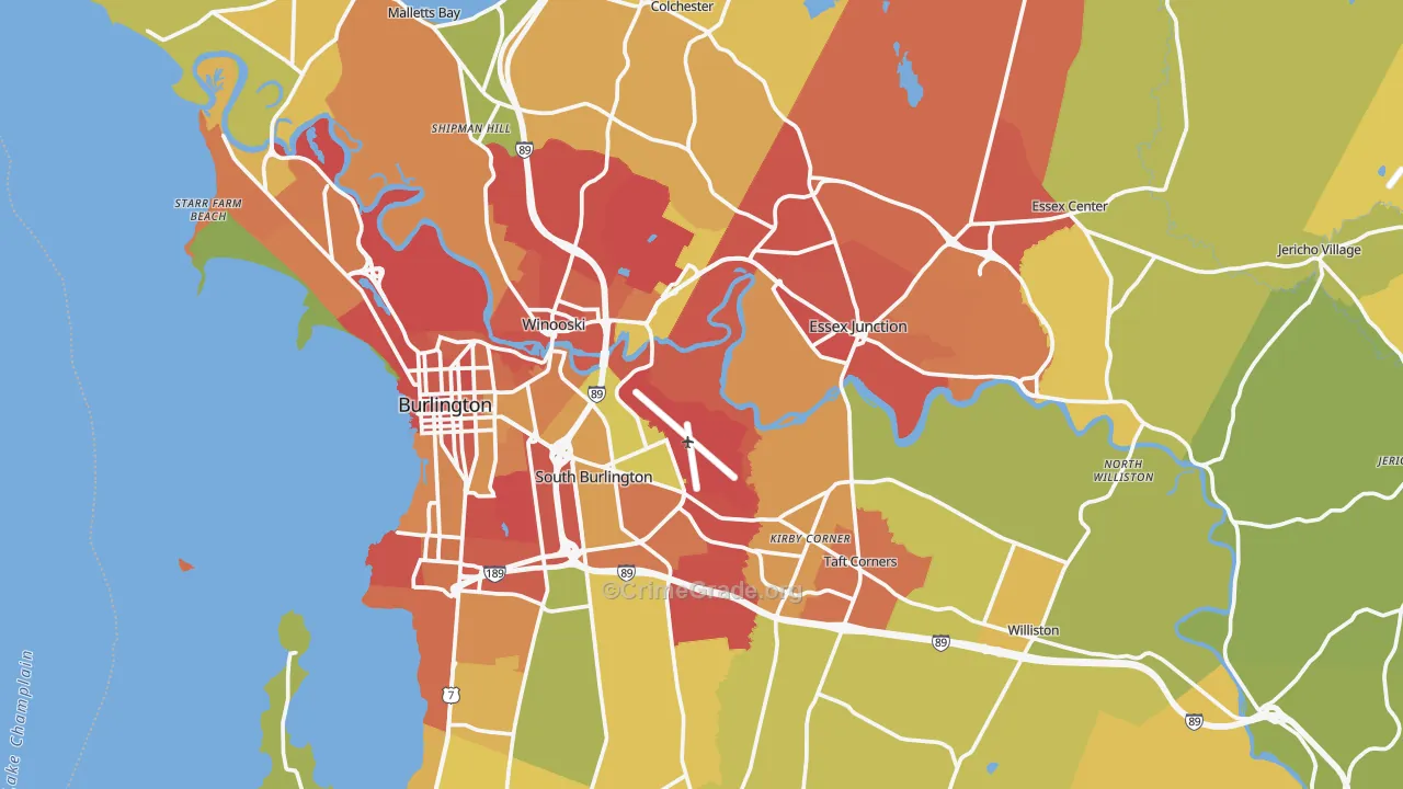 Chittenden County, VT Map of Theft Rates