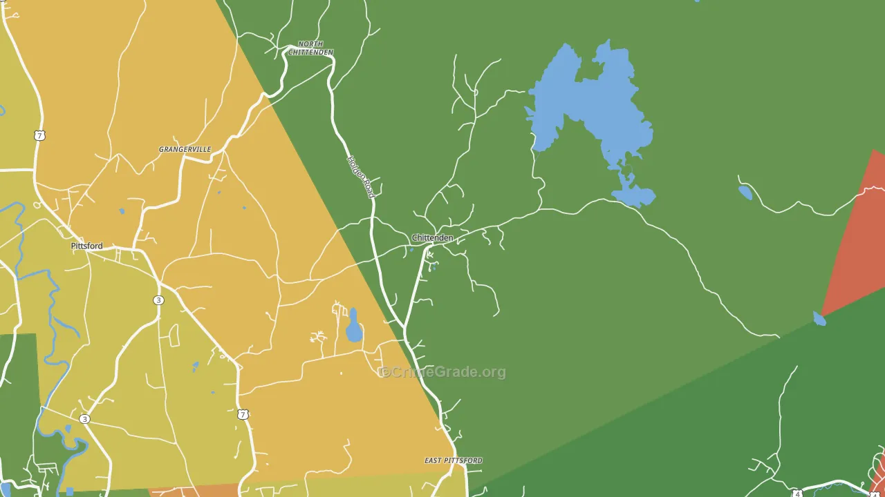 Chittenden, VT Map of Theft Rates