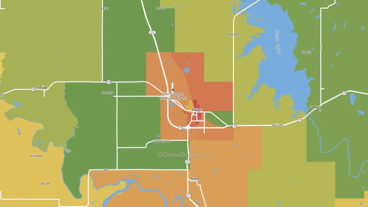 Choctaw County, OK Map of Theft Rates