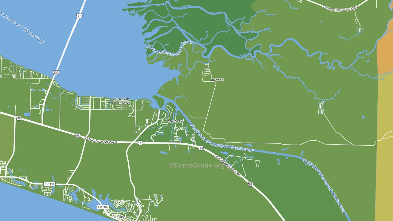 Choctaw, FL Map of Theft Rates
