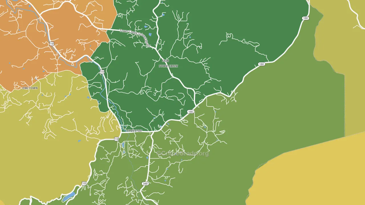 Choestoe, GA Map of Theft Rates